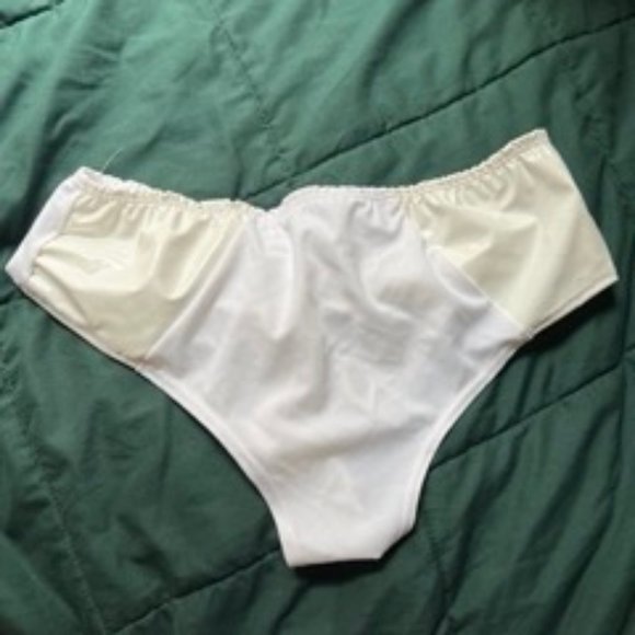 White Rave Festival Bottoms with PVC/Latex Style Side Piece Rave with Mi Gente - Picture 1 of 3